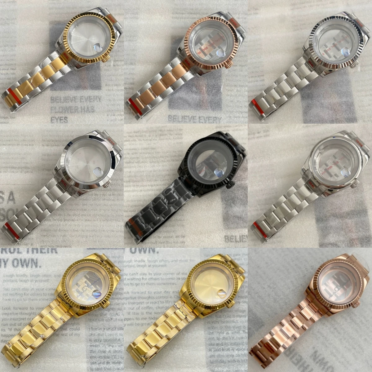 

36mm 39mm Black Gold Oyster Perpetual DateJust Watch Case Strap for Seiko NH35 NH36 NH38 Automatic Movement fits 28.5-29mm Dial