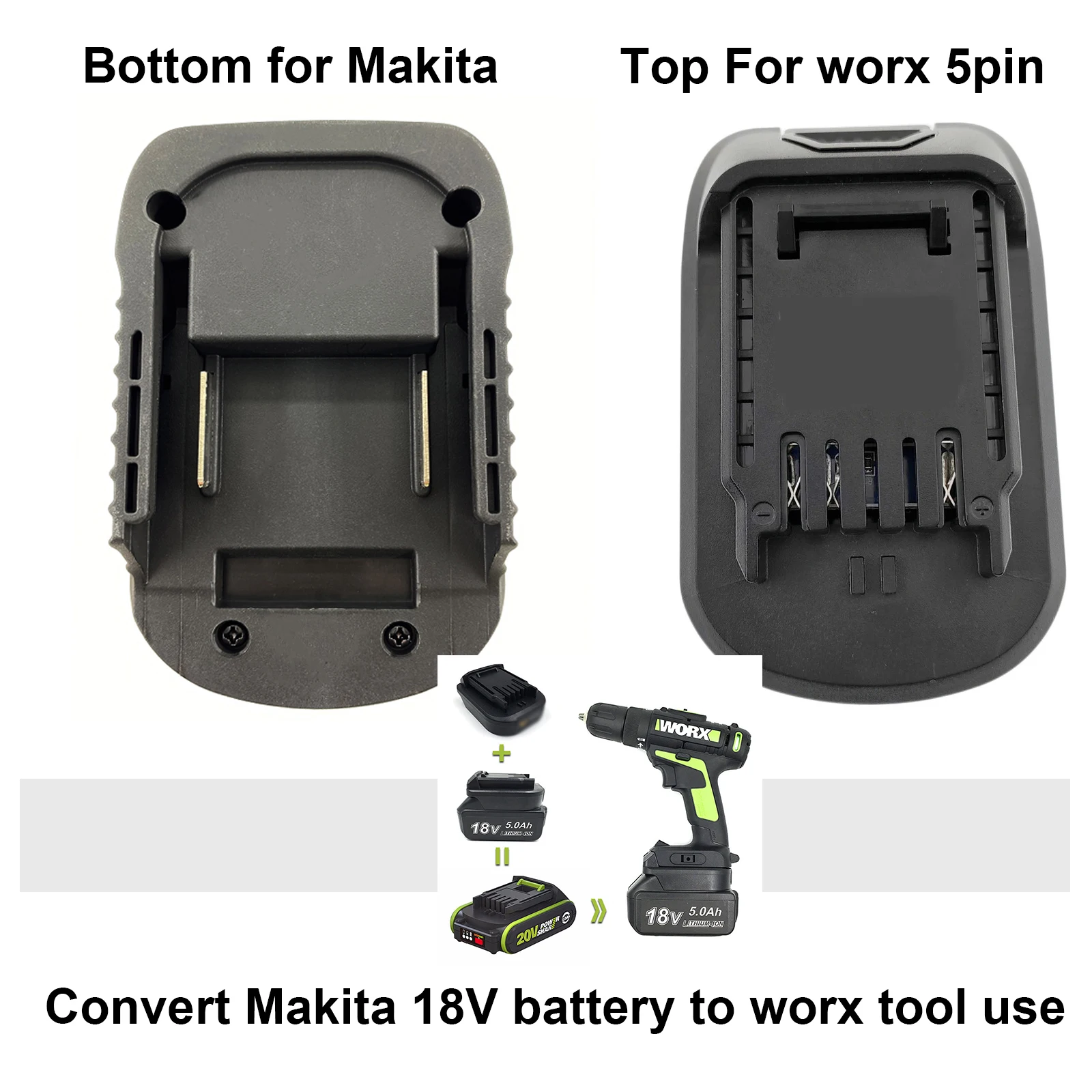 Tool adapter for Makita to Worx 20V tool battery use  4pin 5pin Drill Driver Hammer car washer