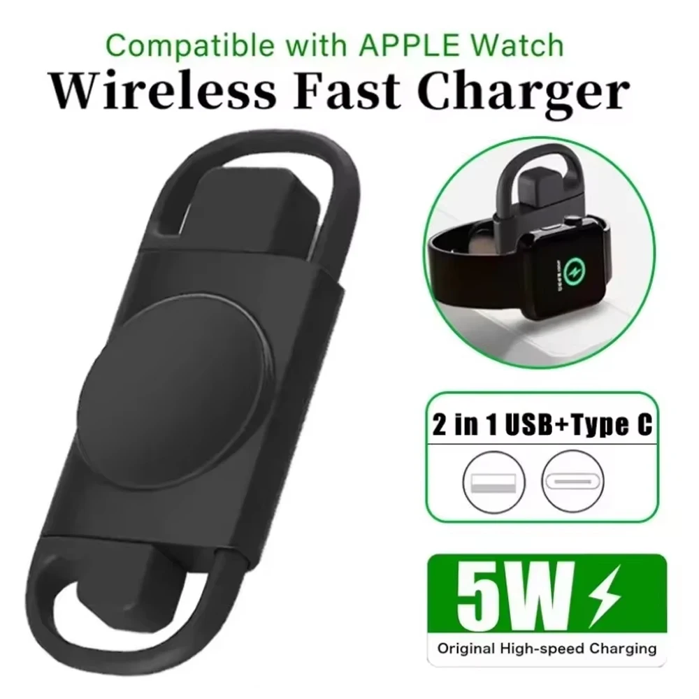 

Портативная станция быстрой зарядки 2 в 1, PD Type C, USB, магнитное беспроводное зарядное устройство для часов Apple Watch IWatch 10 9 8 7 6 5 SE Ultra