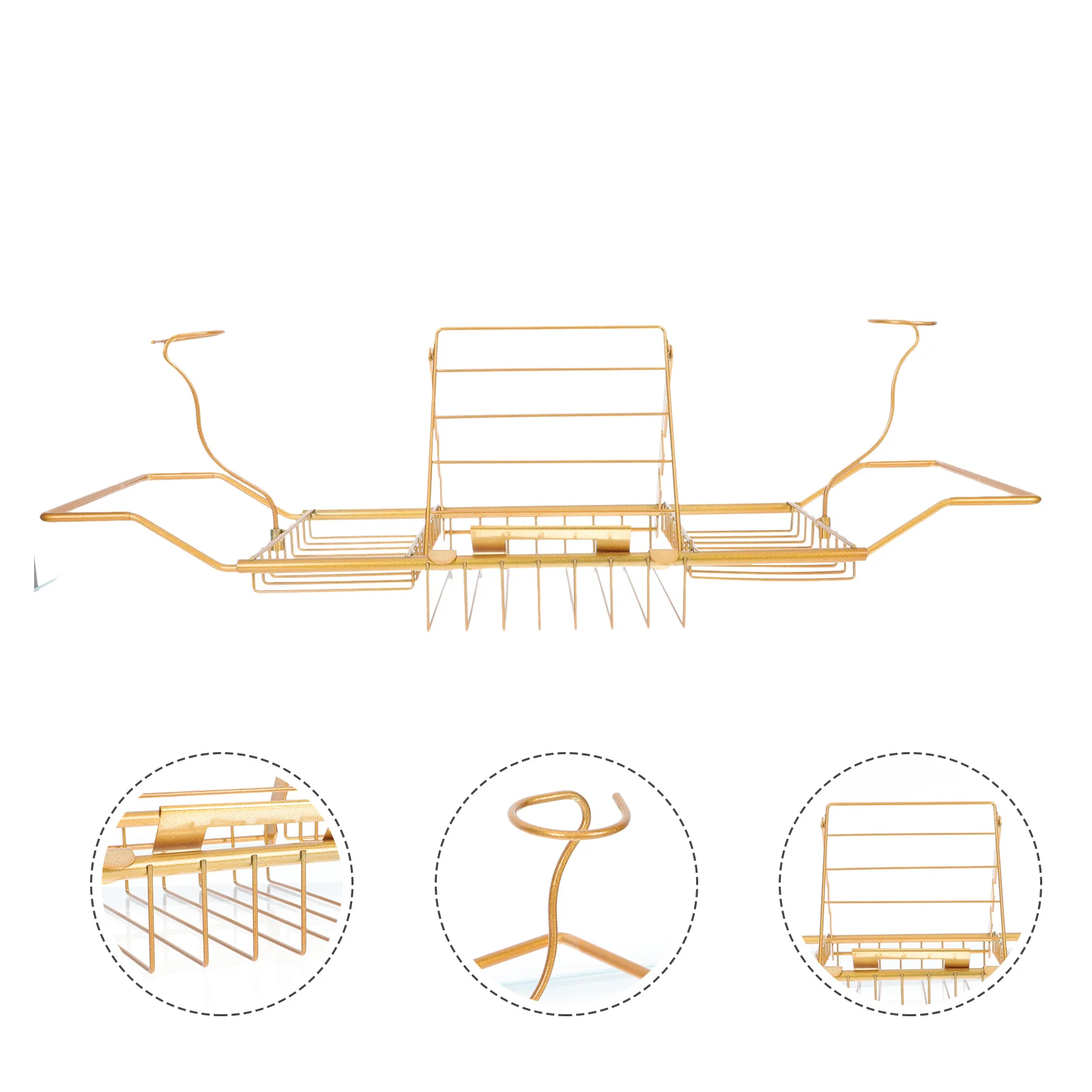 

1pcs Expandable Bathtub Rack Stainless Steel Bathroom Organizer For Phone Tablet Wine Glass Storage Retractable Shelf