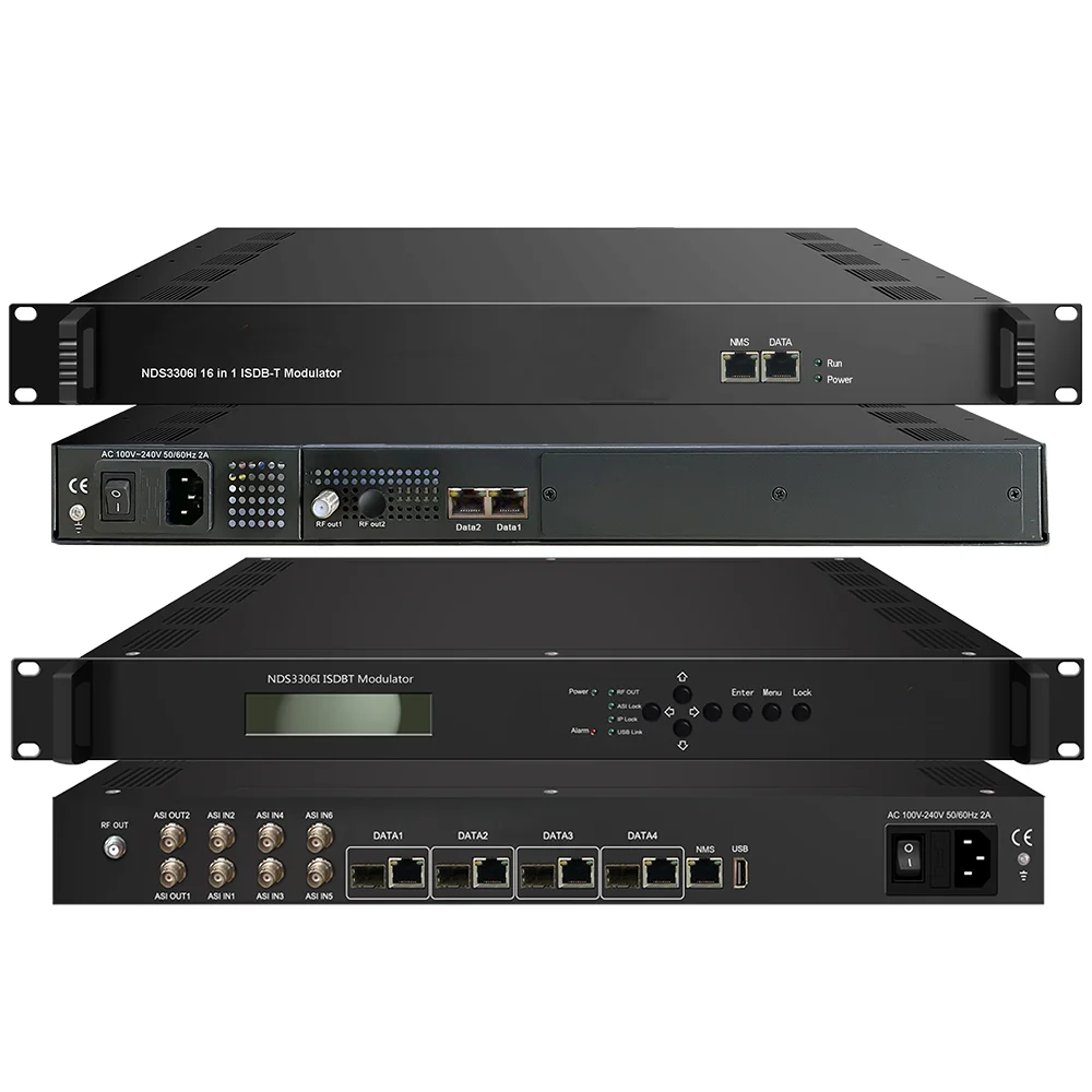 KUNUOMAGIC NDS3306I IP ISDBT Modulator 8/16/24/28/48 Carriers Rack Mount TS Re-multiplexing IP/ASI Input RF Output Web