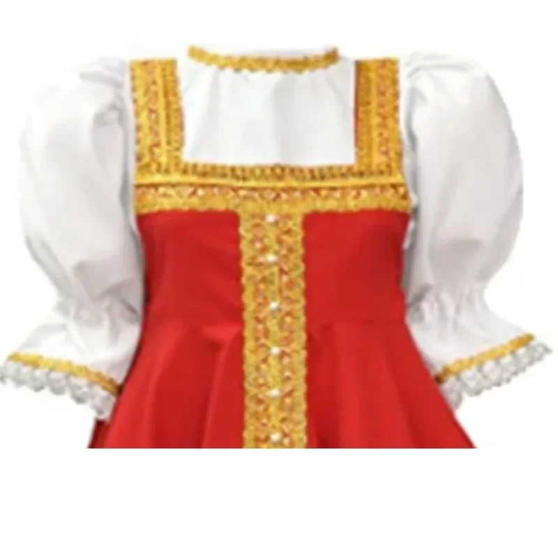 Russian Traditional Sarafan Dress Heritage Costume Kid Girls Ballroom Folk Kokoshnik Outfit School Party For Child 5-12 Year