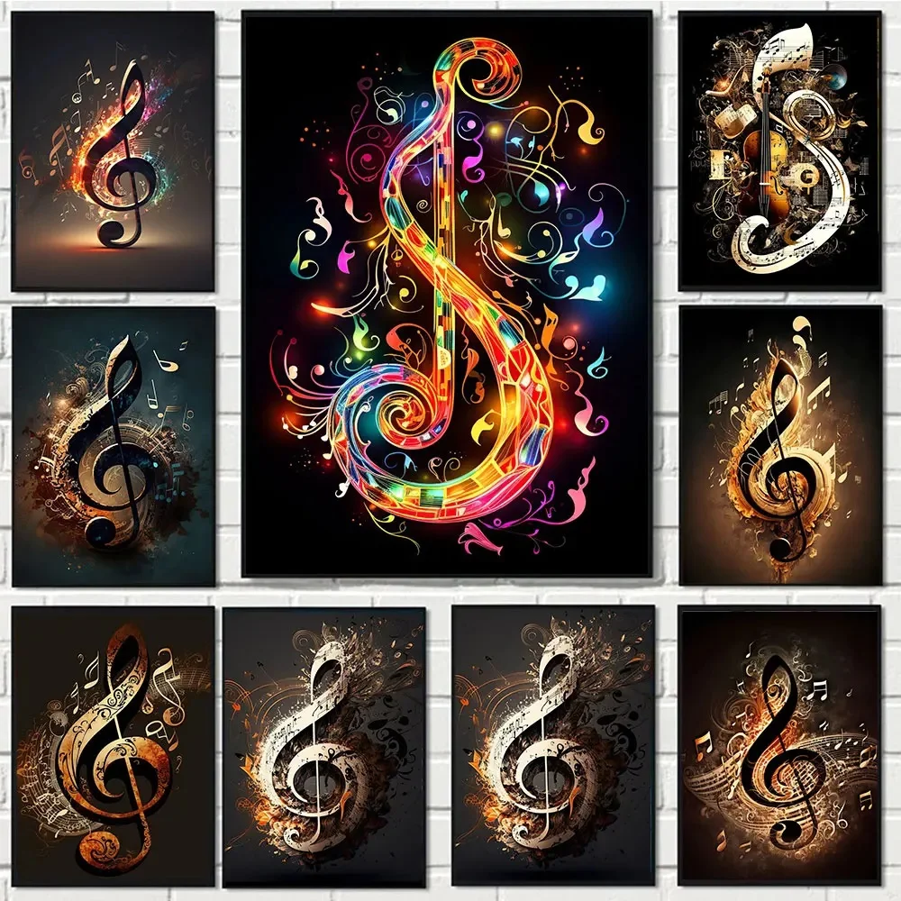 Алмазная живопись 5D «сделай сам», Новое поступление, полный абстрактный красочный инструмент, неоновый музыкальный символ, вышивка, мозаика ручной работы, декор G432