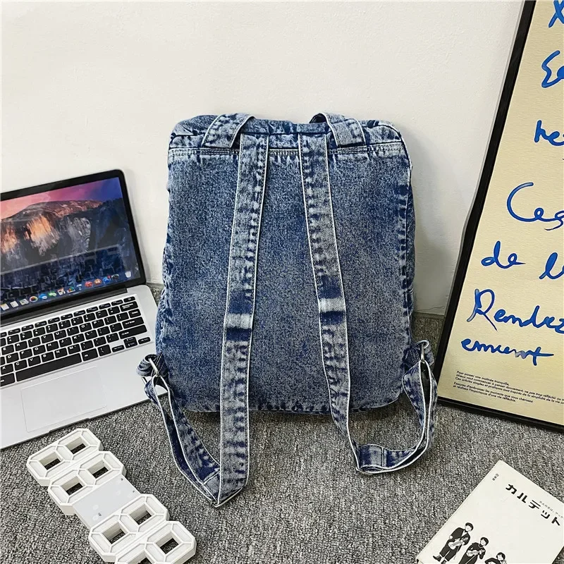 2022 New Denim Women Backpack Retro Travel Bagpack Large Capacity Backbag College Student School Bags for Teenager Girls Rugtas