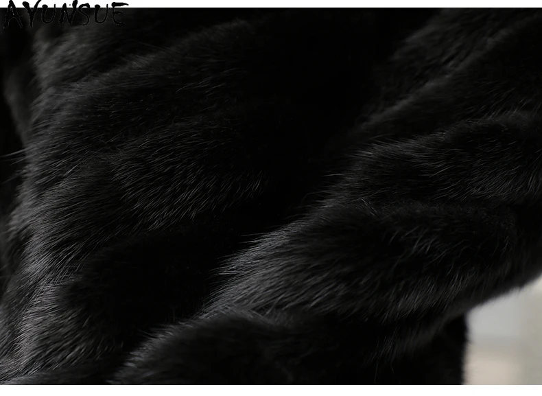 AYUNSUE réel manteau de fourrure de vison femmes vêtements de luxe réel manteaux de fourrure femme demi-manches 2025 veste d'hiver Шуба Женvald Patchwork vison