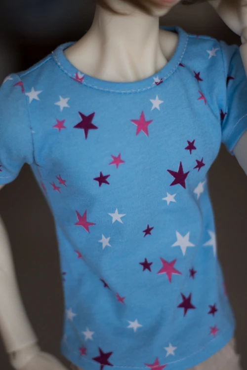 BJD Doll Clothes Blue Bottom Star Short Sleeve T-shirt For 1/3 1/4 BJD SD DD MSD MDD SD17 POPO68 Uncle SSDF ID Doll Accessories