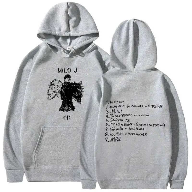 

Мужские и женские модные винтажные худи в стиле хип-хоп с длинным рукавом, пуловеры для фанатов Milo J, мерч по альбому 111, толстовки с капюшоном, подарок, уличная одежда