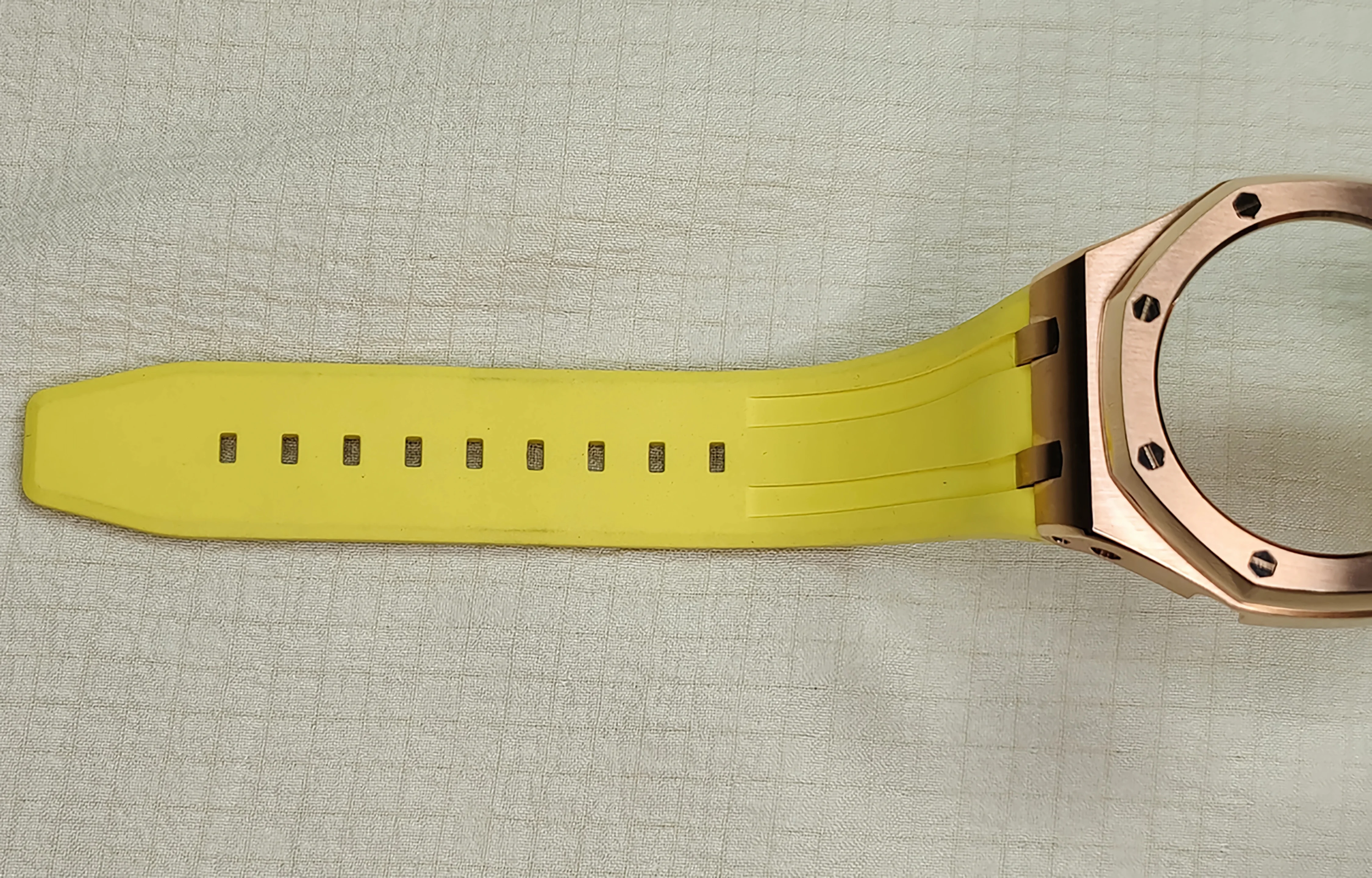 Casioak GA2100 GA2110 rRose gold custodia in acciaio inossidabile giallo fluorurubber stra Set di custodie integrate Mod kit cinturino in acciaio AP