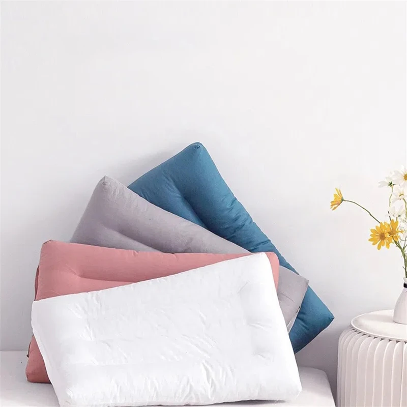 Fashion Simple Style Solid Color Super Soft Pillow Cotton Child Comfort Sleep Pillow Student High Elasticity Protect Neck Pillow