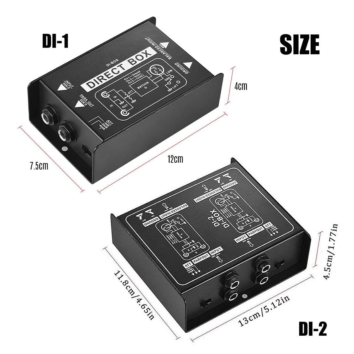 Professional Passive DI Box - Hum Eliminator for Guitar/Bass w/XLR & TRS Jacks, Bal/Unbal Signal Converter Live Performance