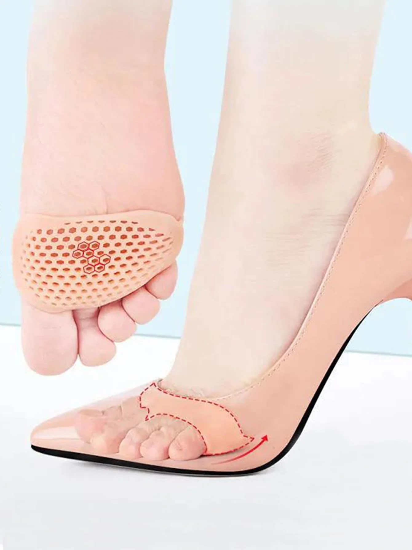 10sets foot pads 2pieces/set of soft gel reusable, wear-resistant foot pads, forefoot cushioning shoes,unisex image 6