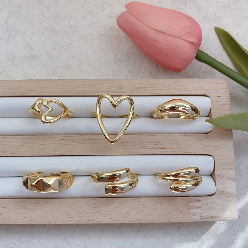 خواتم عصرية عالية الجودة للبيع بالجملة خواتم نحاسية مطلية بالذهب عيار 18 قيراط للارتداء اليومي للنساء #2