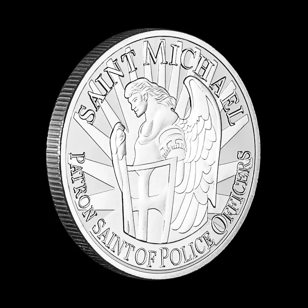 Keep Us Safe Day and Night Give Us Courage Strength and Might Silver Plated Souvenir Coin Saint Micheal Collectible Coin