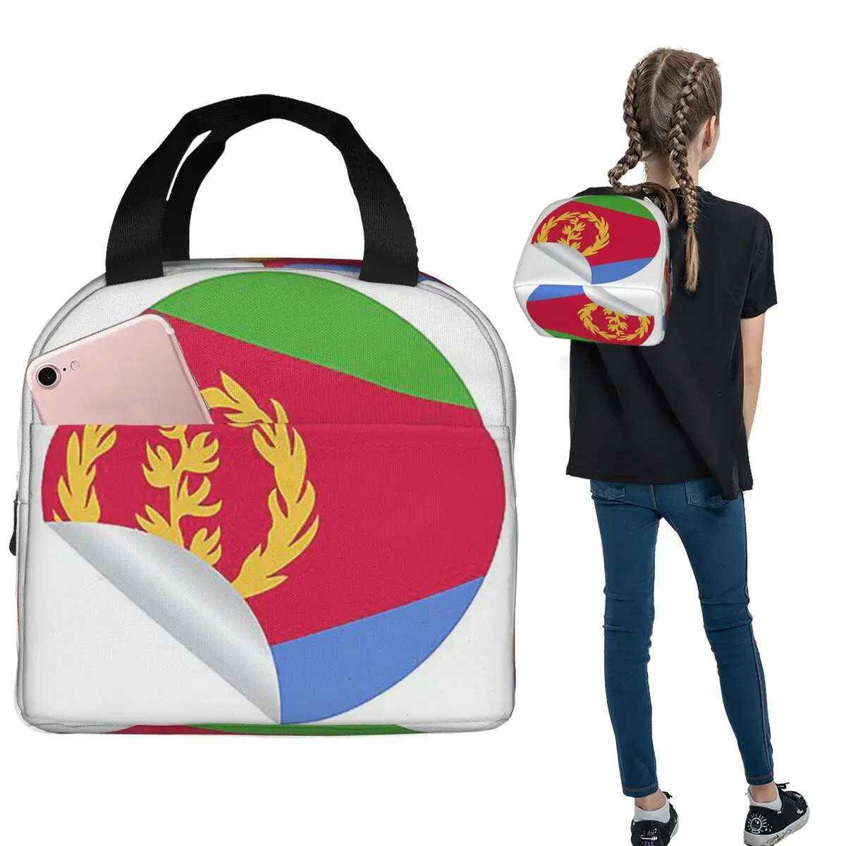 

Изолированная сумка для обеда с флагом Эритреи для женщин и детей, герметичные контейнеры для еды, термосумка для обеда