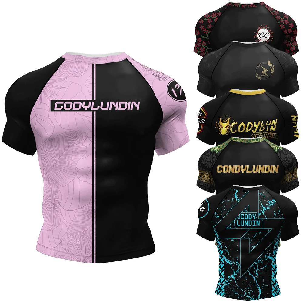 

CODYLUNDIN Men's Fitness T-Shirt Quick Dry Workout Gym Shirt with Print​ Compression Shirt for Men Athletic Training Top