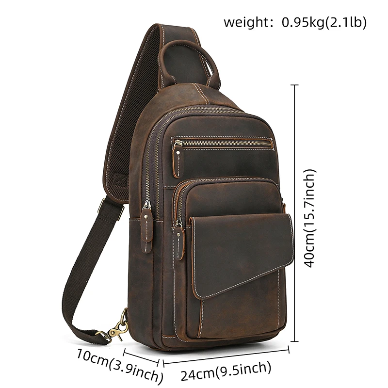 Leather Chest Bag Soft Cowhide Men's Crossbody Bags Sling Bags Real Leather Men's Chest Packs Outdoor Men Backpack Sport