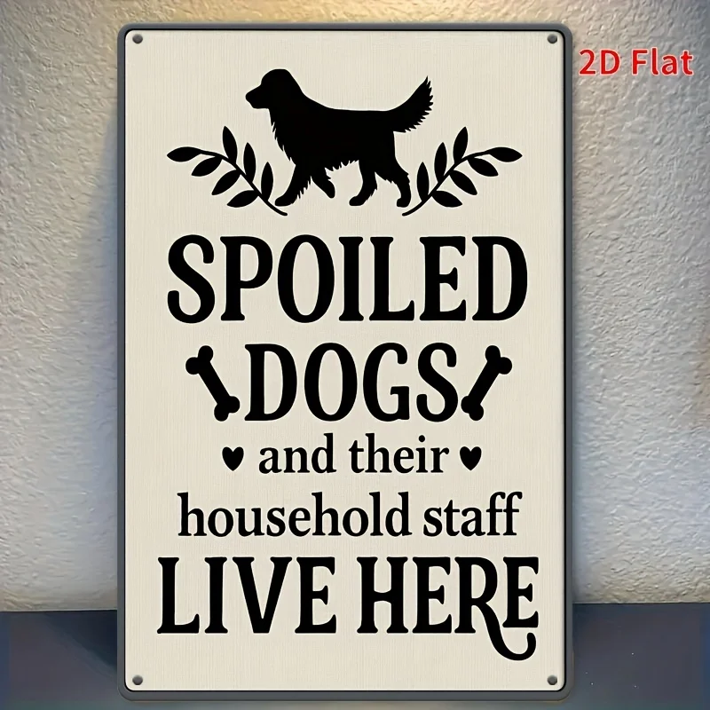 Vintage Metall-Wandschild „Ruined Dog & His Family“ – Lustiges Schild für widerspenstige Haustiere für Zuhause, Café, Garage, Humorgeschenk für Hundebesitzer
