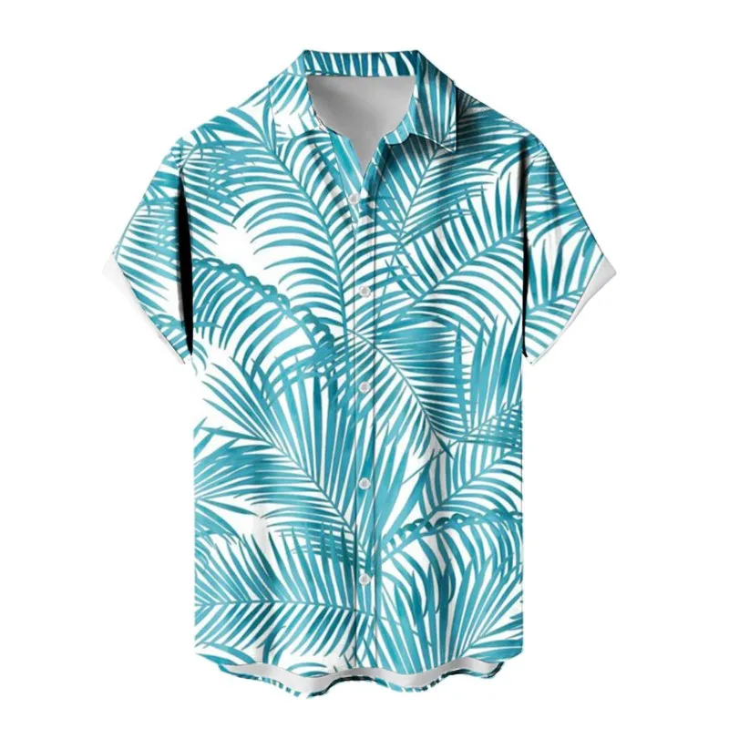 

New Men's Trendy Collar Button Shirt Short Sleeve Personalized Fashion Printed Pattern Top Personalized Casual Mens Shirt Summer