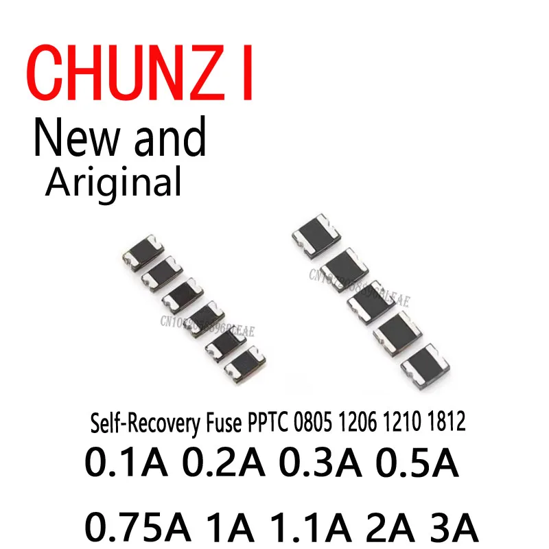 20pcs SMD Resettable Fuse Self-Recovery Fuse PPTC 0805 1206 1210 1812 0.1A 0.2A 0.3A 0.5A 0.75A 1A 1.1A 2A 3A