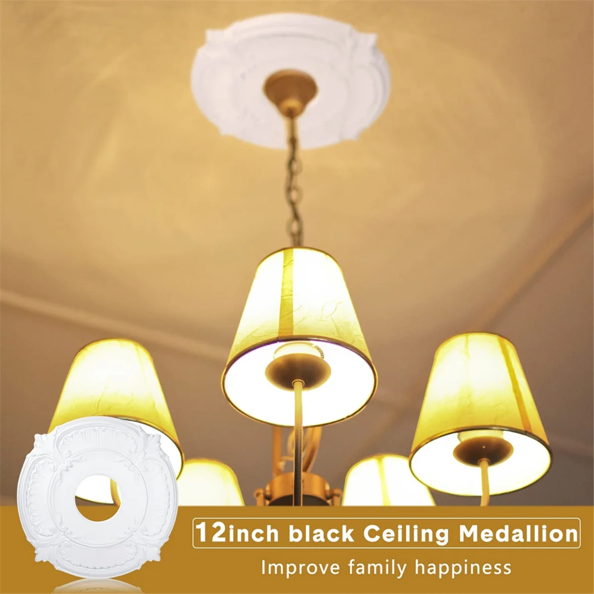 ABZV-2 pièces médaillon de plafond en polyuréthane médaillon de ventilateur de plafond décoratif pour luminaires ventilateurs de plafond lustres, 12 pouces OD