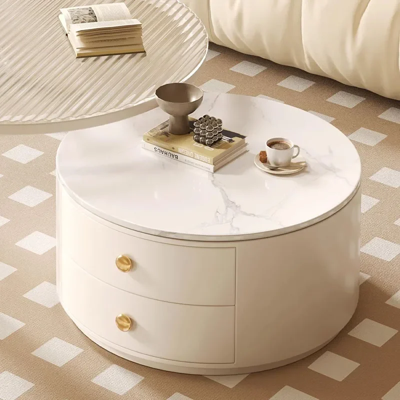 

White Luxury Glass Table Makeup Transparent Elegant Liftable Funky Coffee Table Mobile Muebles Para El Hogar Furniture Sets