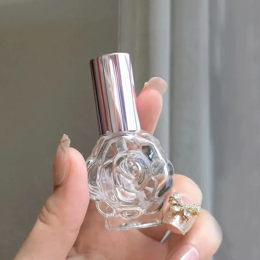 Perfume Bottle 10ml Glass Spray Mini Rose Shape Bottle Empty Cosmetic Alcohol Container Mist Atomizer Travel Simple Sprayer