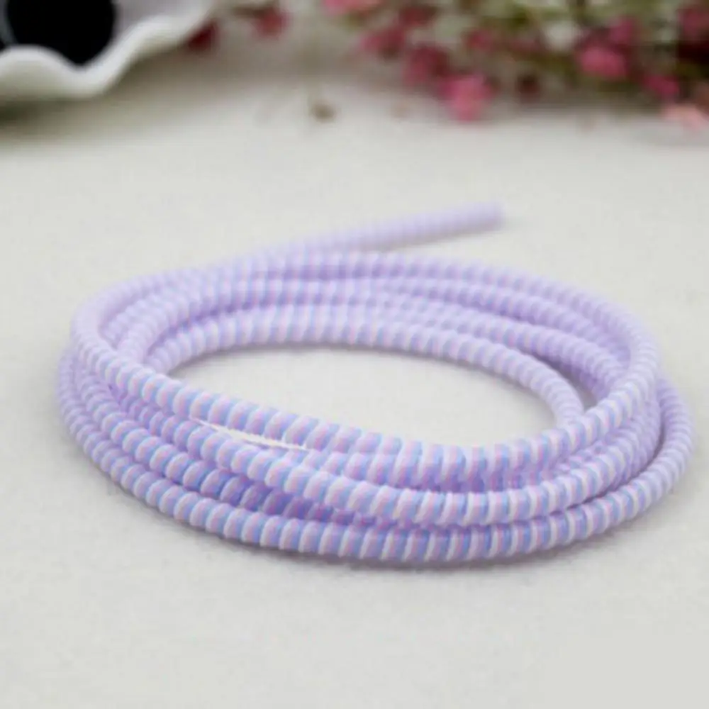 1 4m Spiral USB Charge Cable Cord Earphone Cable Protector Saver Cover Wire Winder Cable For Android