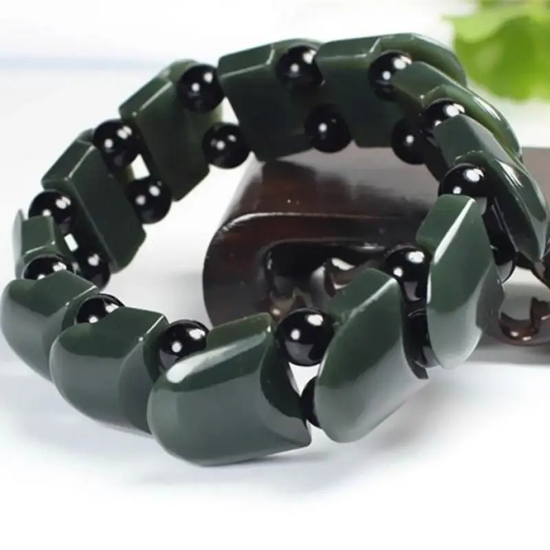 

Natural Green Jade Bracelet Nephrite Bangle Men Women Fine Jewelry Accessories Genuine Chinese Hetian Jade Dragon Scale Bracelet