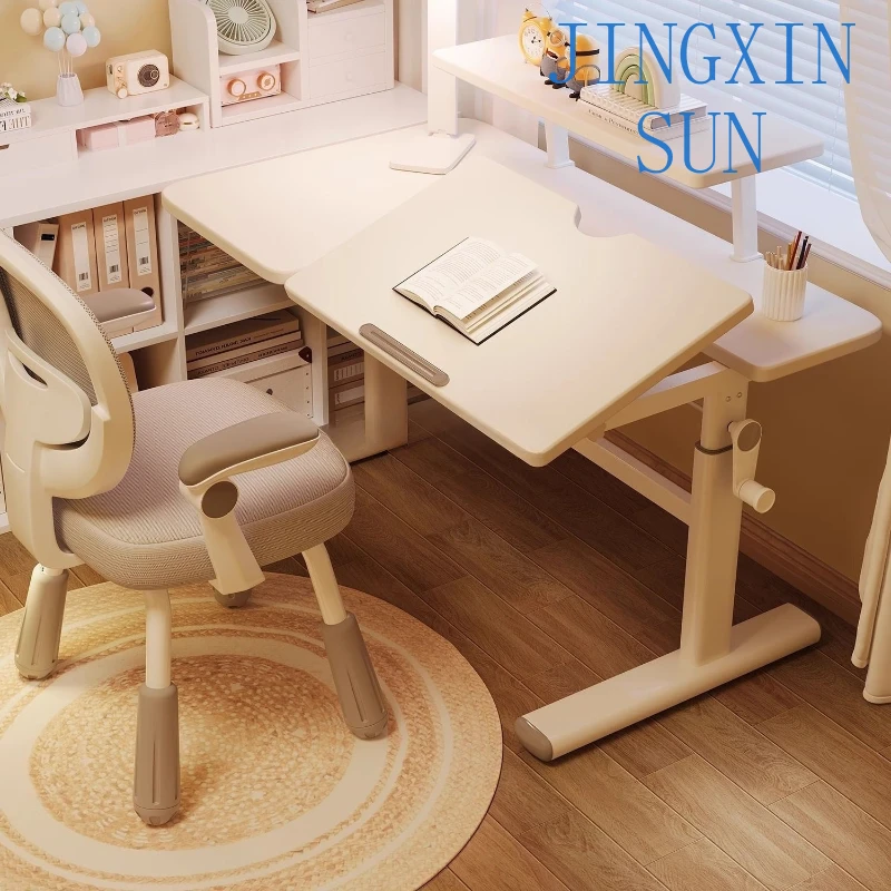 Adjustable Height Childrens Study Table with Chair Set for Small Apartment Dorm Room Home Office for Kids Students for
