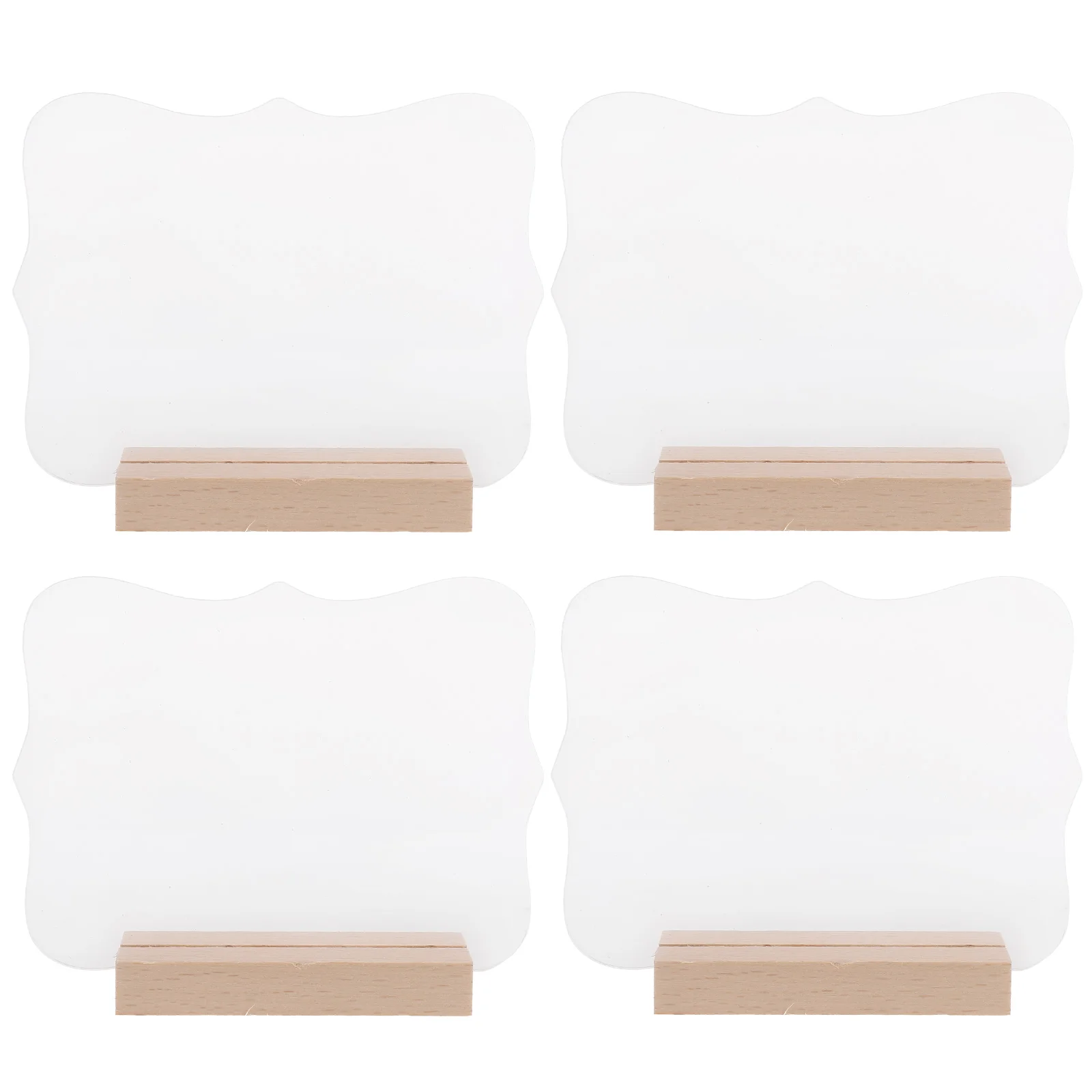 

4 Pcs Bracket Wooden Base Notepad Dinner Table Stand Acrylic Clear Desk Sign Decor