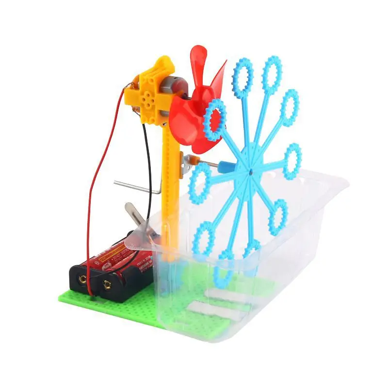 DIY Handmade Automatic Bubble Machine Building Science Experiment Kits Children Educational Toys for Kids G139