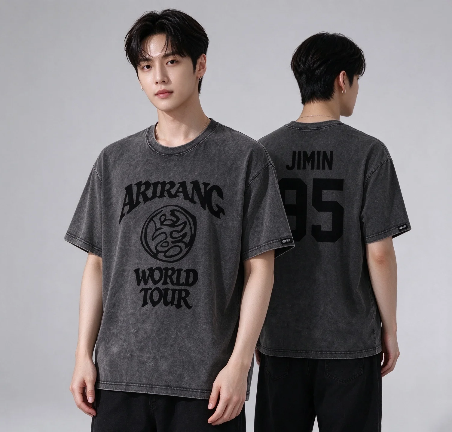 Unisex ARIRANG World Tour Print T‑Shirt Short Sleeve Crew Neck Casual Loose Tees Fans Collection Daily Streetwear Cotton Tops