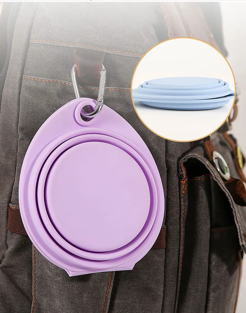 Faltbare Hundenapf-Set aus Silikon: Doppelnapf, Zusammenklappbarer Futter- und Wassernapf für Outdoor und Reisen, Trinknapf für Hunde – Detail 9