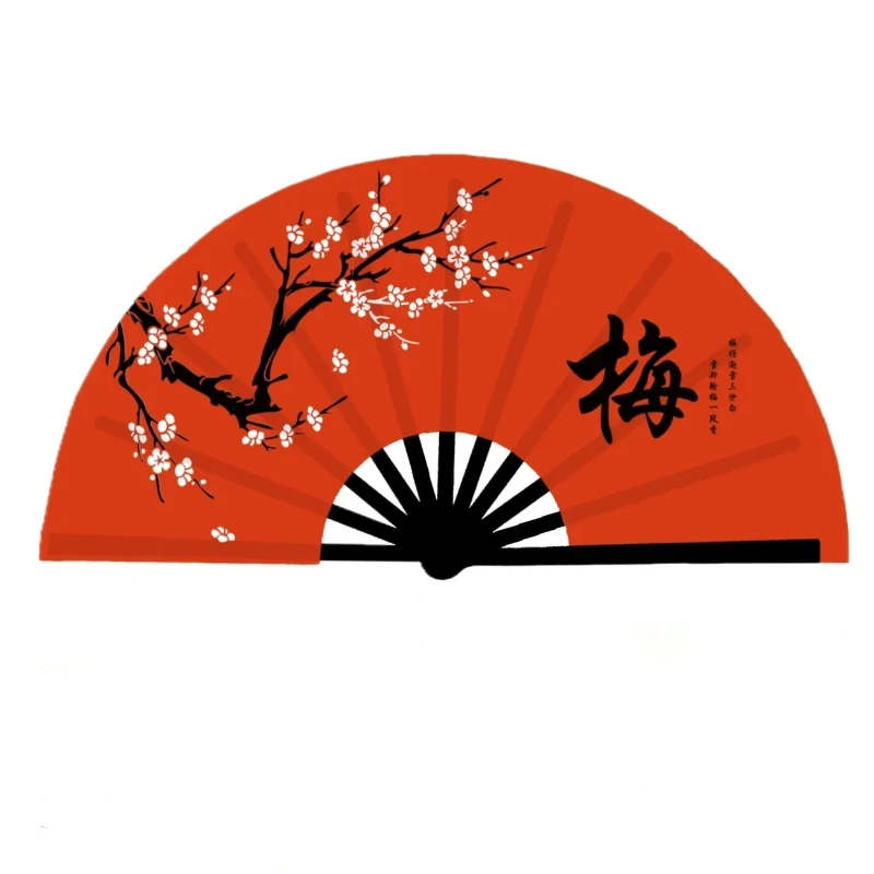 Plum Blossom Tai Chi Fan Genuine Plastic Bone Tai Chi Kung Fu Show Fans Dance Performance Props National Style China-Chic Fans