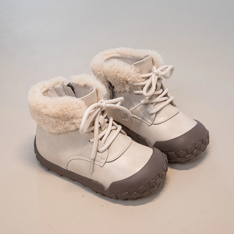 طفل الفتيات لينة رقيق الأحذية الجلدية 2025 جديد الشتاء الاطفال الدافئة اصطف الثلوج الأحذية عدم الانزلاق مقاوم للماء تنوعا الأحذية المدرسية #5