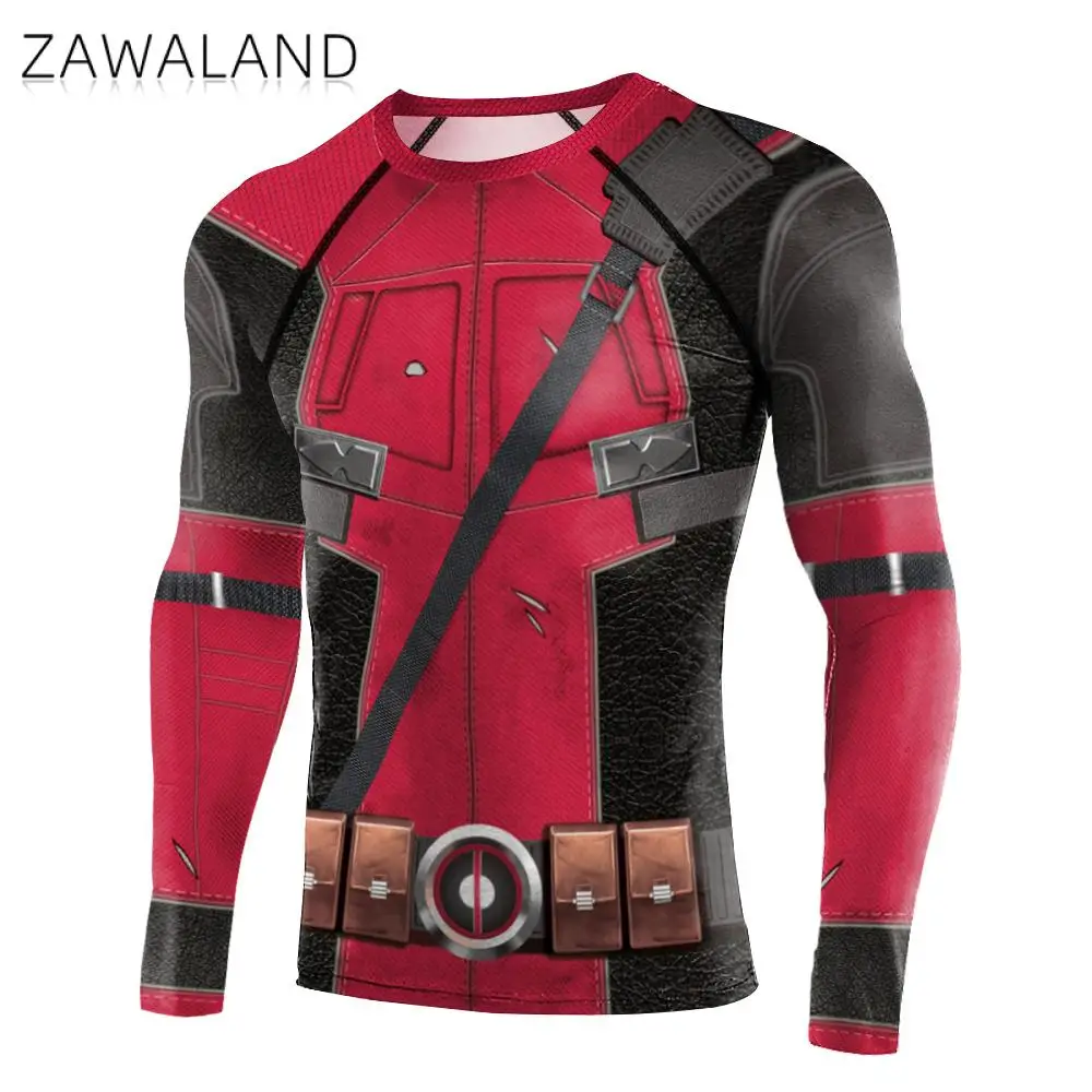 

Zawaland Superhero 3D Printed Compression T-Shirts Cosplay Movie Long Sleeves Costume Zentai Gym Fitness Tops Male Clothes