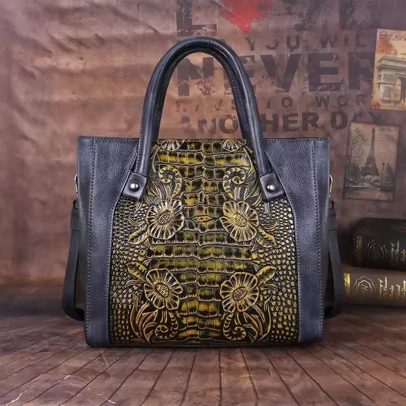 

Retro leather Women's luxury Handbag New Trend Genuine Cowhide Shoulder Bag Casual retro Crossbody Bag Women's Handbag