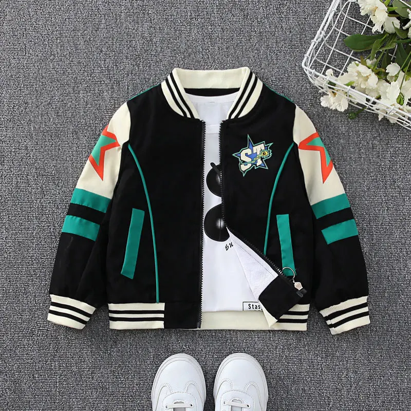 Children Spring Baseball Jackets Fashion Boy Coat 2024 New Prints Letter Teenager Clothing Kids Hoodless Casual Tracksuits