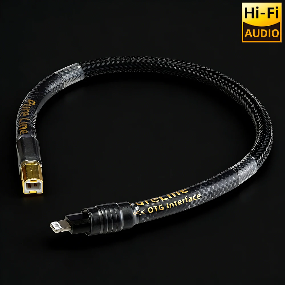 Pureline Canare Hifi USB DAC Cable Audio Amplifier USB B To Lightning Interface Mobile Phone OTG Coaxial Coding Cable Iphone13