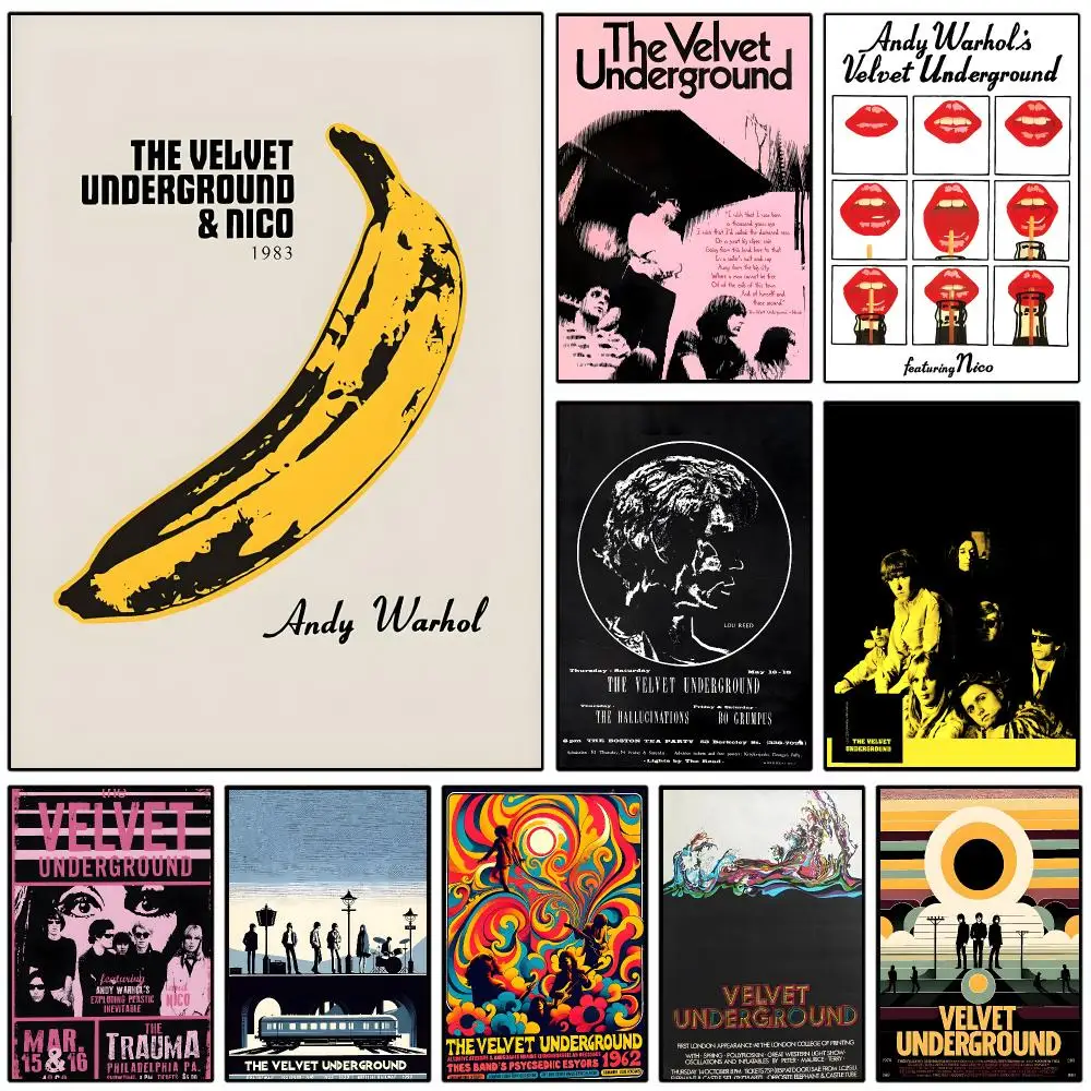 Rock Band The V-Velvet U-Underground Poster Self-adhesive Art Waterproof Paper Sticker Coffee House Wall Decor