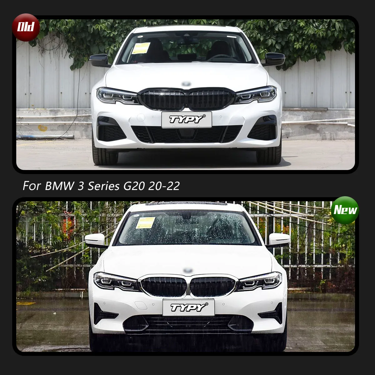 

Комплект кузова TYPY включает передний и задний бампер с решеткой и боковой юбкой для BMW 3 серии G20 G28 2020-2022, обновление до стиля 340D