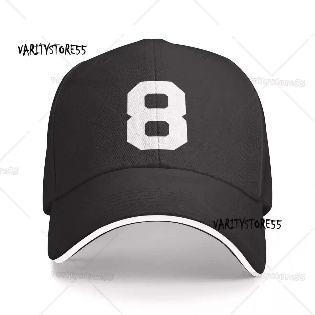 

Number 8 White eight Sports number 8 Baseball Cap Fishing cap Men Caps Women's