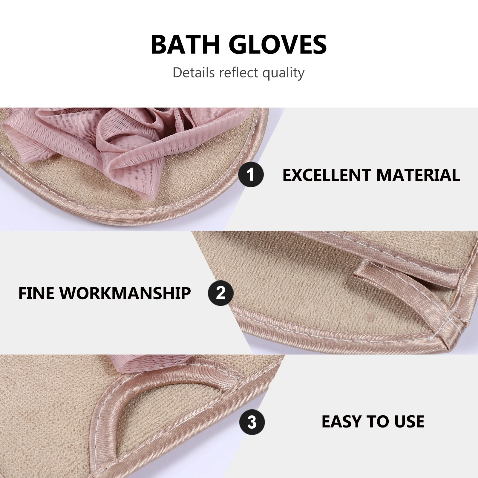 

3pcs Bathing Gloves Double Sided Exfoliating Mitt For Bath Deep Scrubbing Body Shower Scrub Mitts Reusable Bath Accessories Dead