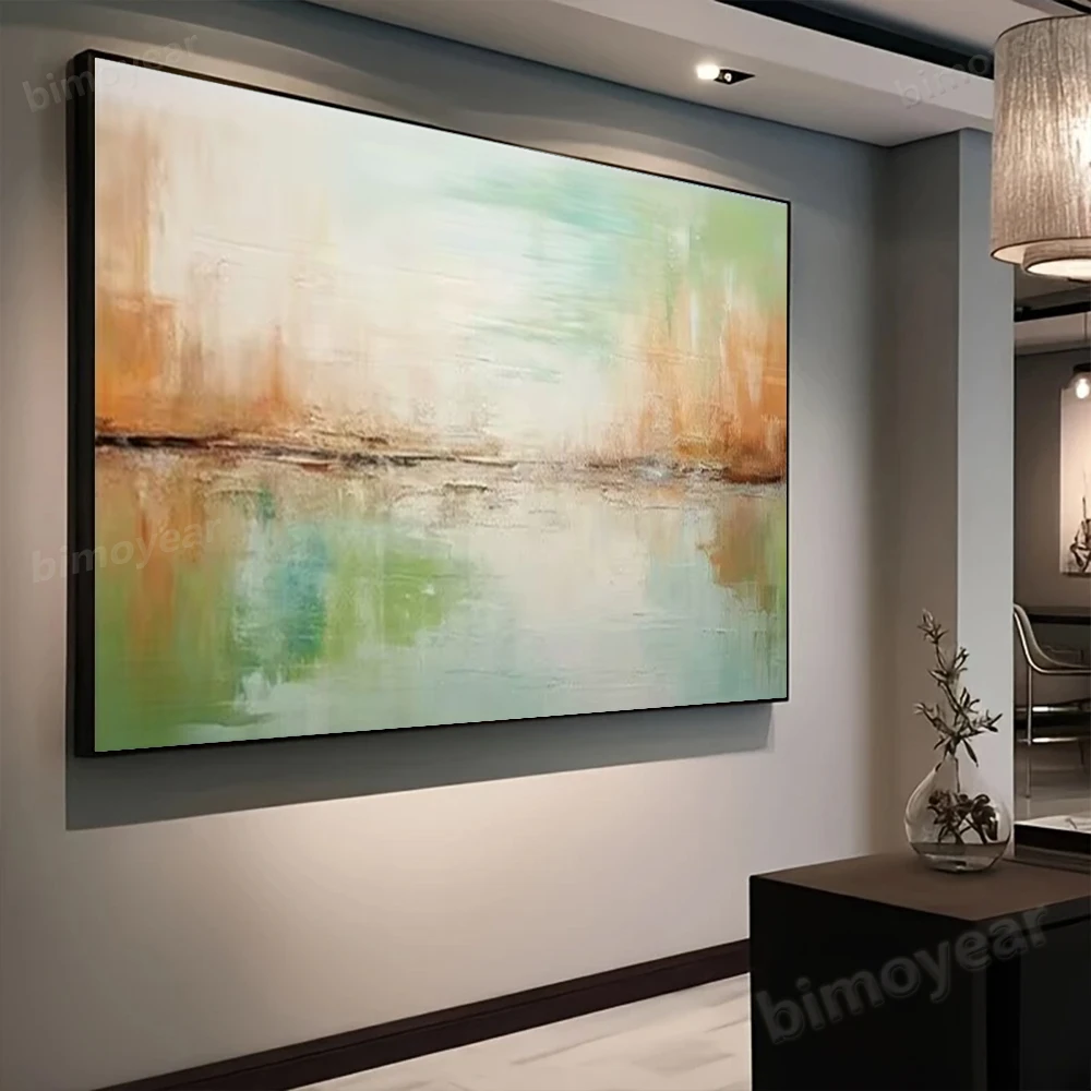 

100% Hand Painted Abstract Oil Painting Beautiful lake scenery Wall Art Picture On Canvas Mural For Living Room Home Decor Paint