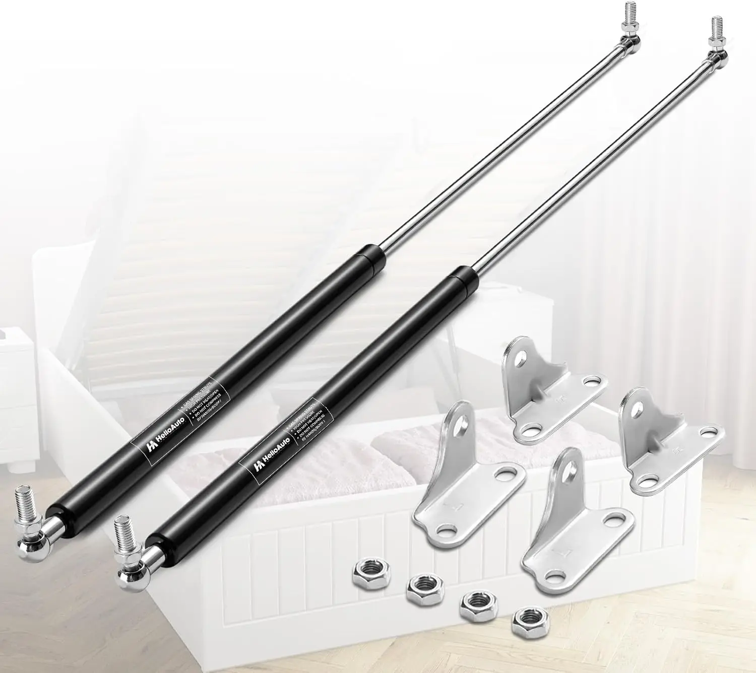 

25 inch 55 lbs/245 N Gas Struts for RV Bed with L-Type Mounts, Gas Shocks for Storage Cabinet Door Basement Floor Door TV Cabine