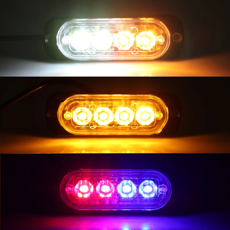 4Leds Car truck Explosive Strobe Warning lights Flashing taillights motorcycle turn Signal light Side Light Bar Lamp beacon 12v