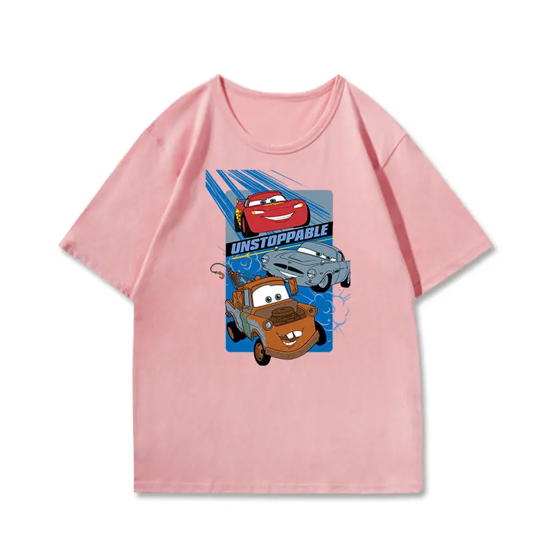 

Parent child clothing, car racing mobilization clothes, children's short sleeved boys' ins pure cotton loose lightning t-shirt