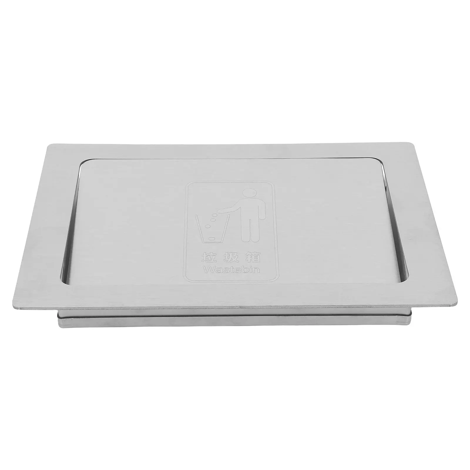 

Recessed Stainless Steel Trash Can Lid Rectangular Side Mount Push Cover Embedded Flip Panel for Kitchen Milk Tea Shop Waste