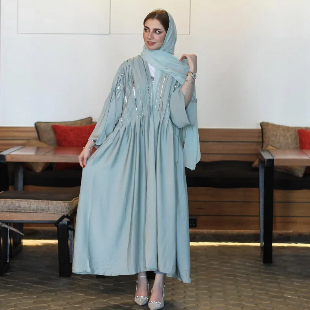 

Women's Spring/summer Ramadan Muslim Fashion Robe Sequins Skirt Turkish Abaya Arab Islamic Women Moroccan Kaftan Robe