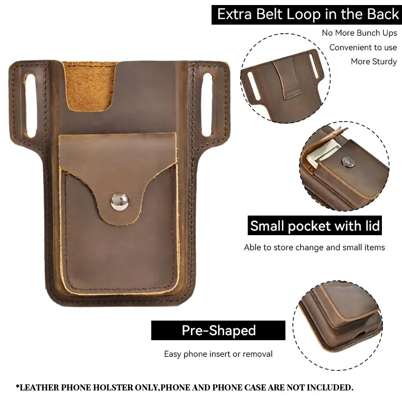 1pcLeather phone case leather beltbelt phone holder,leather phone case with small pocket, suitable for 15 Pro Max, 14 Pro Max,